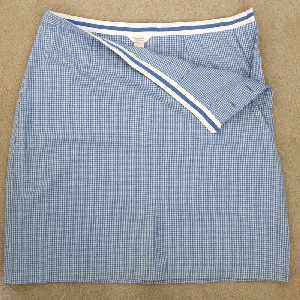Skirt, blue and white check